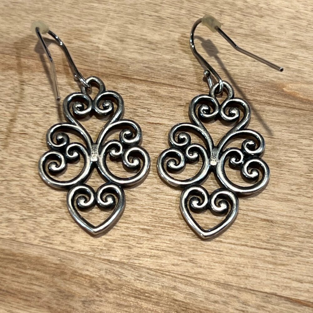 James Avery Sterling Silver .925 Jubilant Heart Dangle Earrings